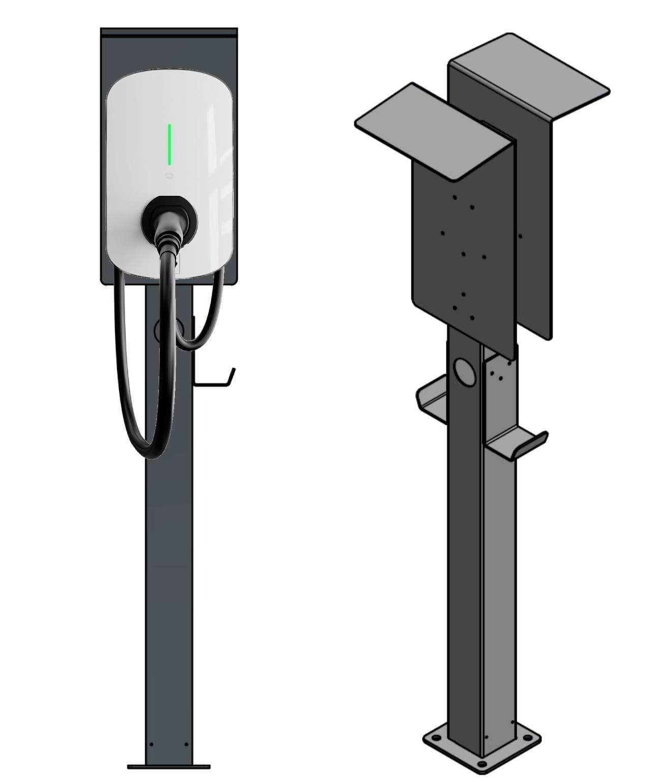 Doppel Ladesäule passend für 2x Sigen - SigEnergy EVAC Wallbox & Haier Smart Cube EV AC Wallbox mit Dach | Ständer | Standfuß | Stele | Mit Kabelaufhängung