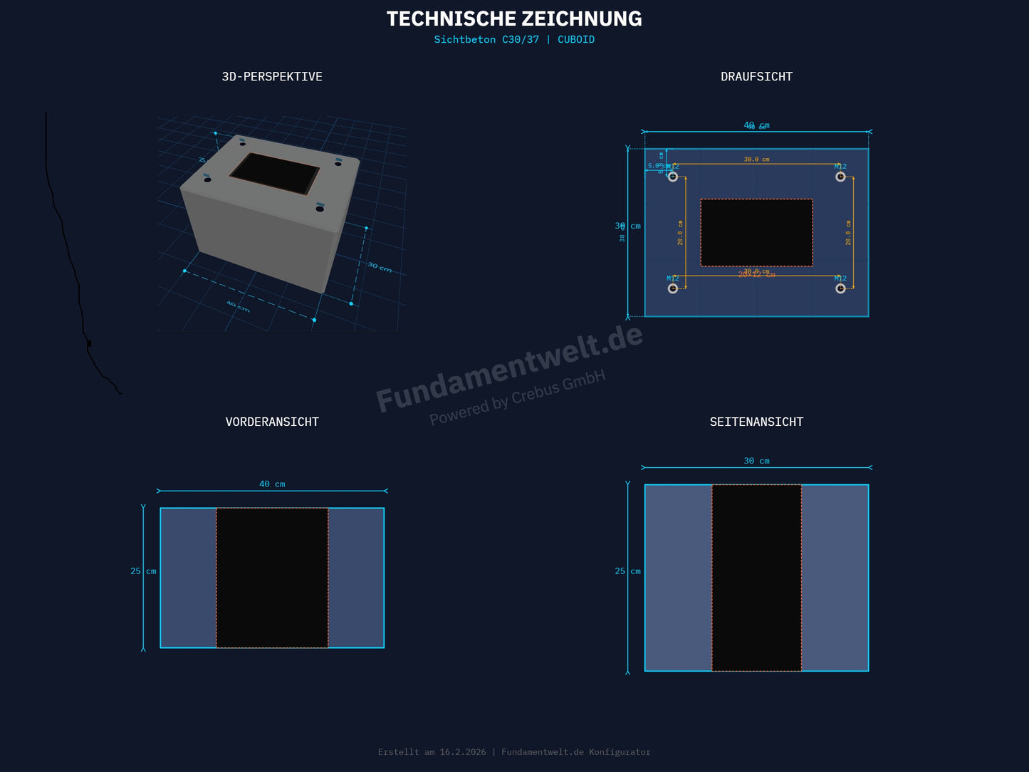 Fertigfundament speziell für ABB - TAC Stele - Pedestral (6AGC085684 und 6AGC085345)