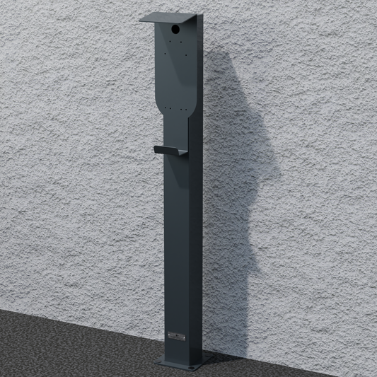 Ladesäule passend für Go-e Charger Gemini / Gemini 2.0 und Fronius Wattpilot mit Dach und Kabelhaken | Ständer | Standfuß | Stele | Base