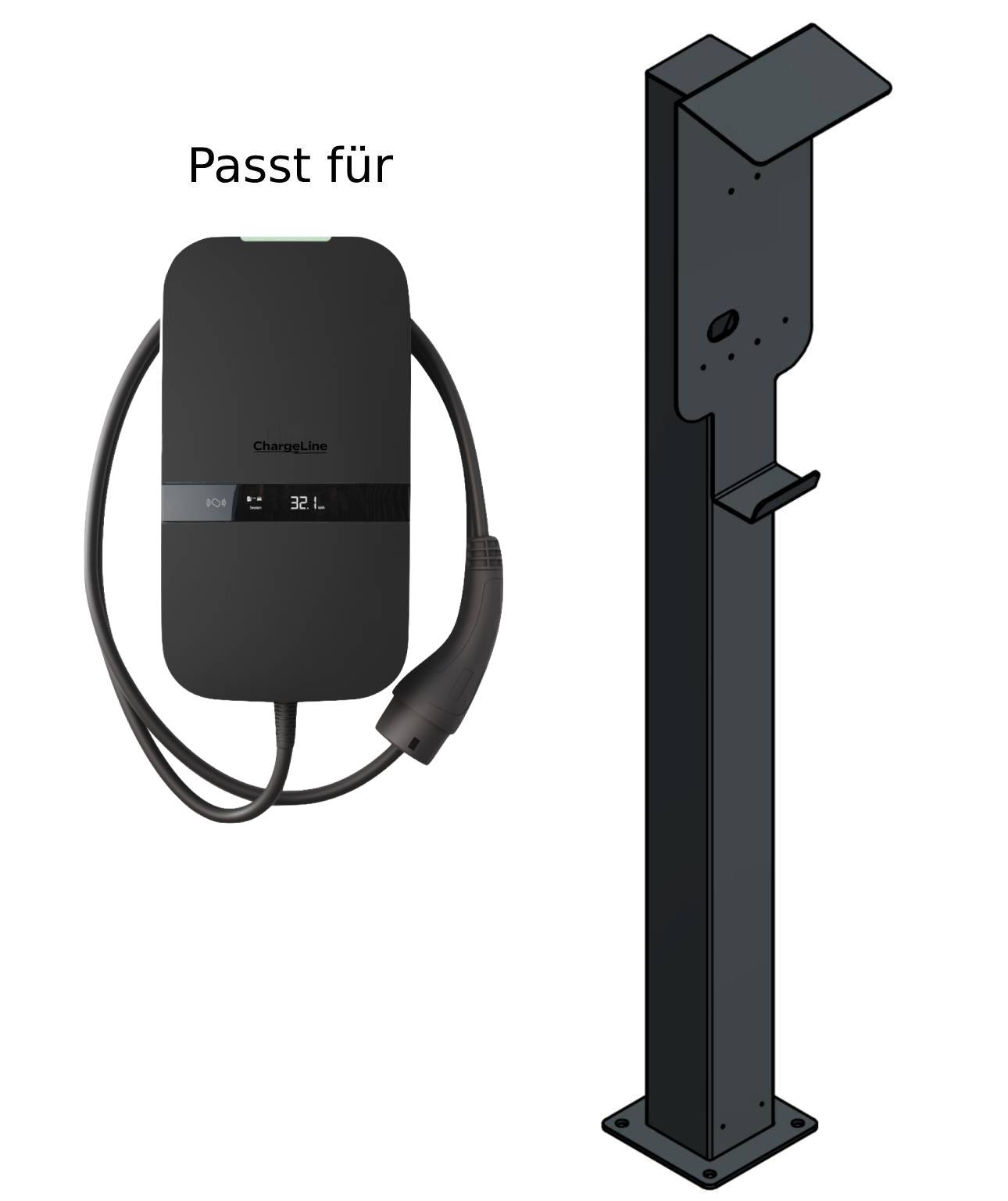 Ladesäule passend für ChargeLine Wallbox mit Dach | Ständer | Standfuß | Stele | Base