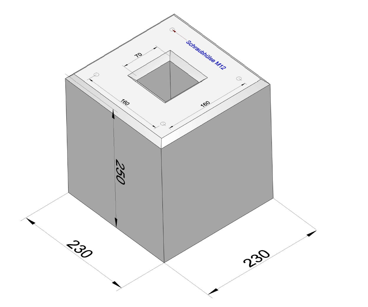 Fertigbetonfundament speziell passend für Schneider Electric Stele, Standfuß (EVA1PBS1, EVA1PBS2, EVP2PBSSG1, EVP2PBSSG2, EVP2PBSSGC, EVA1PCS2, EVP1PBSSG)