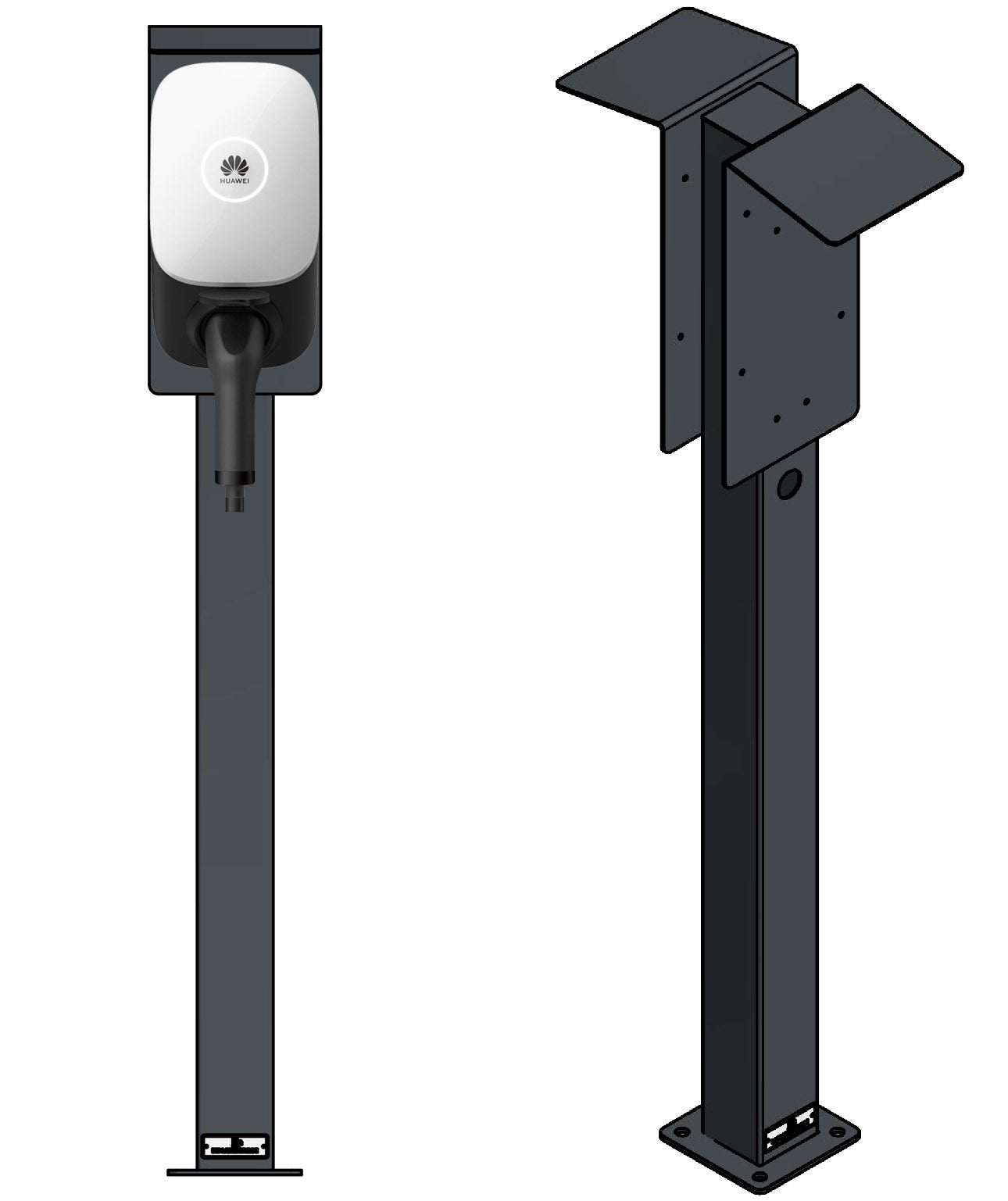 Doppel Ladesäule passend für 2x Huawei FusionCharge / SmartCharger Wallbox mit Dach | Ständer | Standfuß | Stele | Base