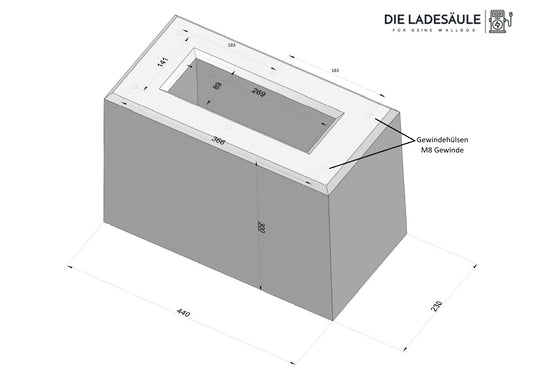 Fertigfundament speziell für KEBA Standfuß KeContact P20 / P30 / P40 Ladesäule (Keba 131813, 89735,90786,131771,131813)