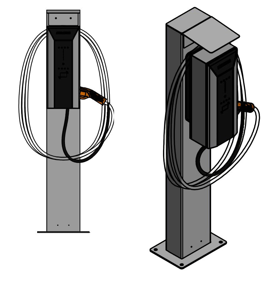 Doppel Ladesäule passend für 2x Siemens VersiCharge AC Wallbox (Alle Versionen) mit Dach - Standfuß - Base