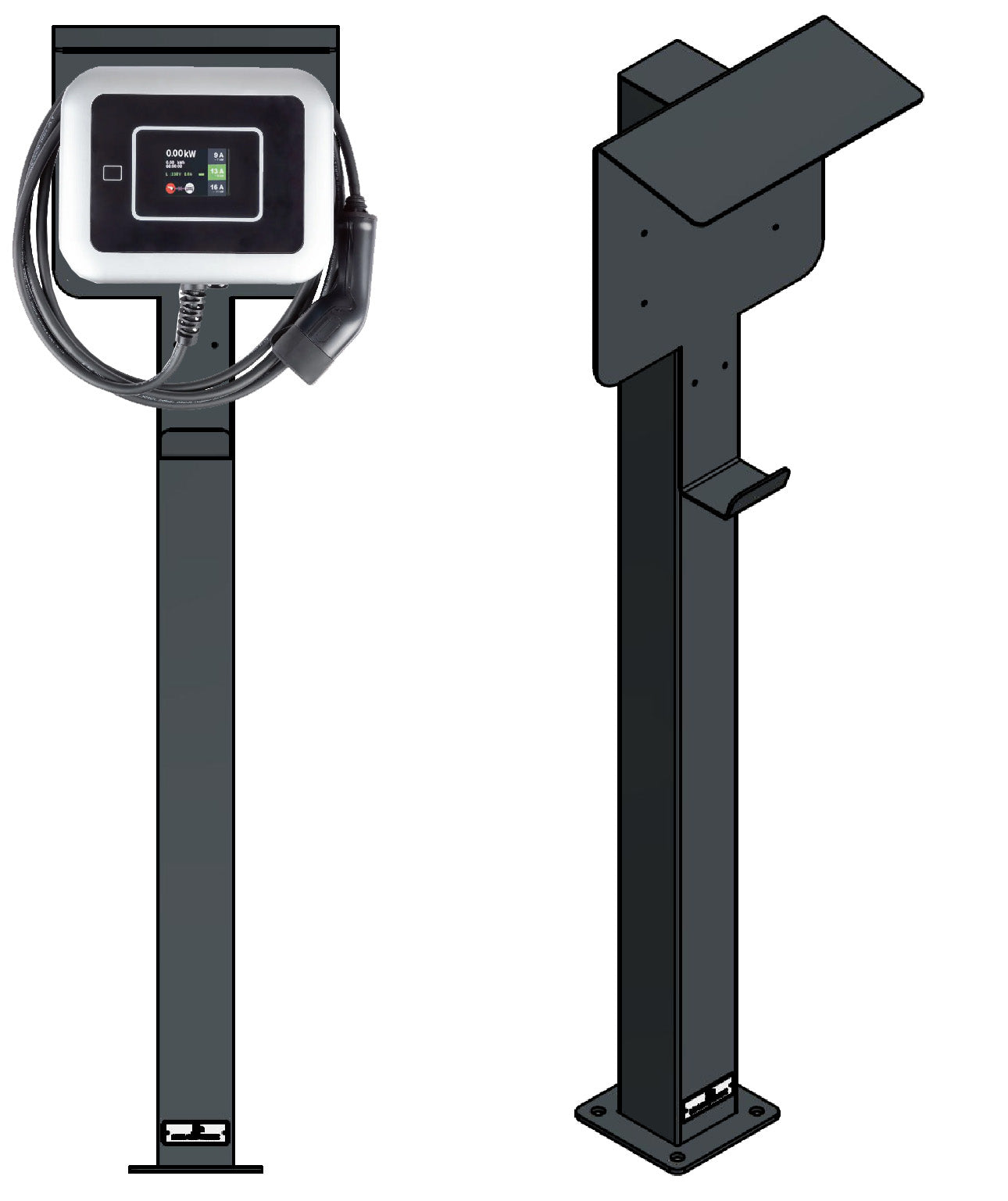 Ladesäule passend für LIDL & Ultimate Speed Wallbox mit Dach und Kabelhaken | Ständer | Standfuß | Stele | Base