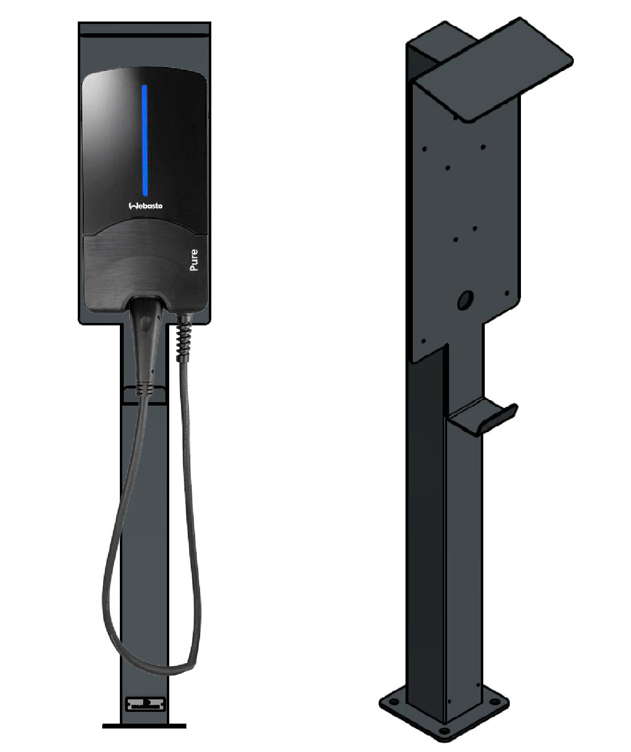 Ladesäule passend für Webasto Pure 2 Wallbox mit Dach | Ständer | Standfuß | Stele | Base