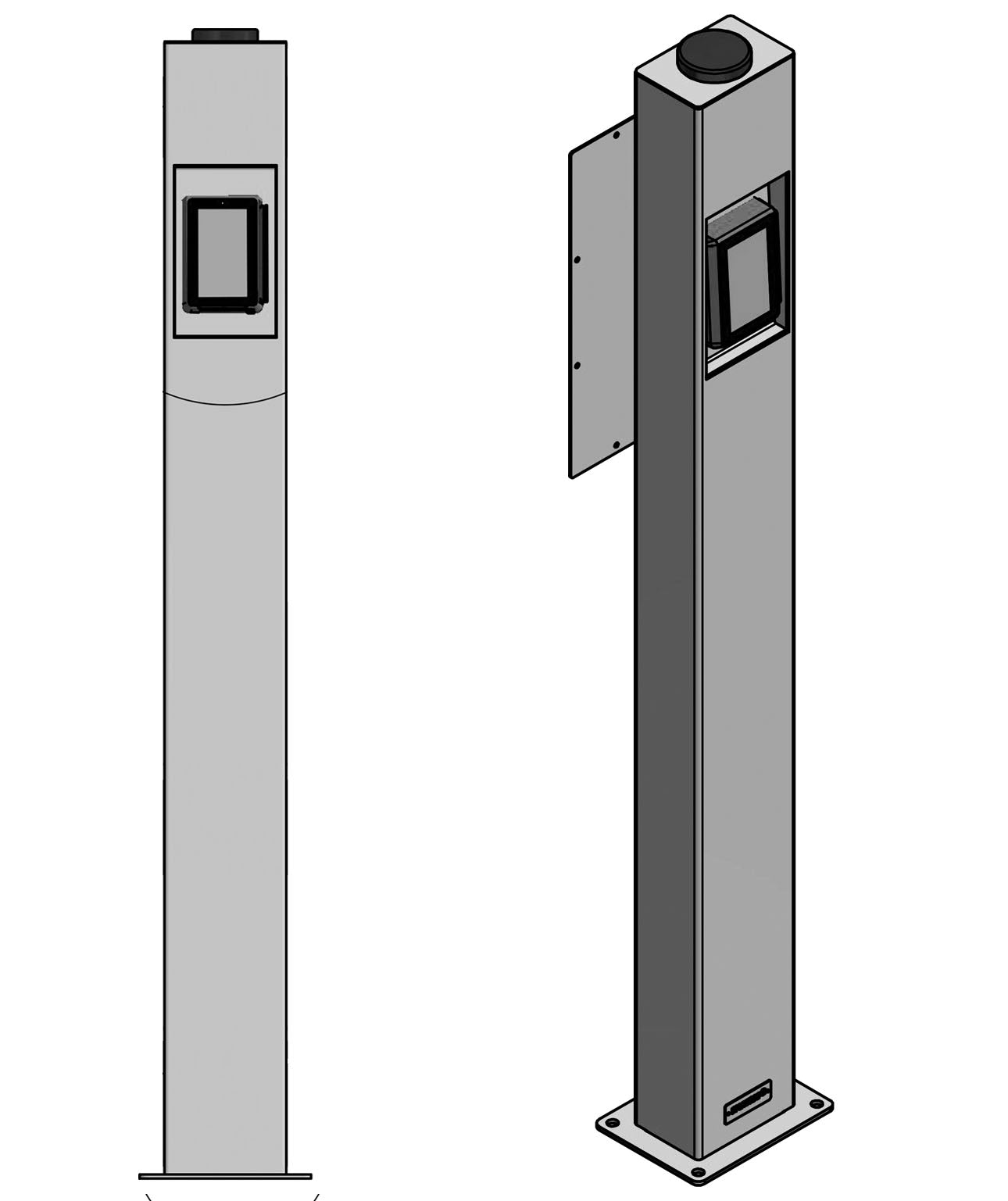 Standfuss passend für Nayax VPos Media 5 Terminal - Kiosk Terminal Ständer - aus Edelstahl mit Pulverbeschichtung mit 5G Antenne