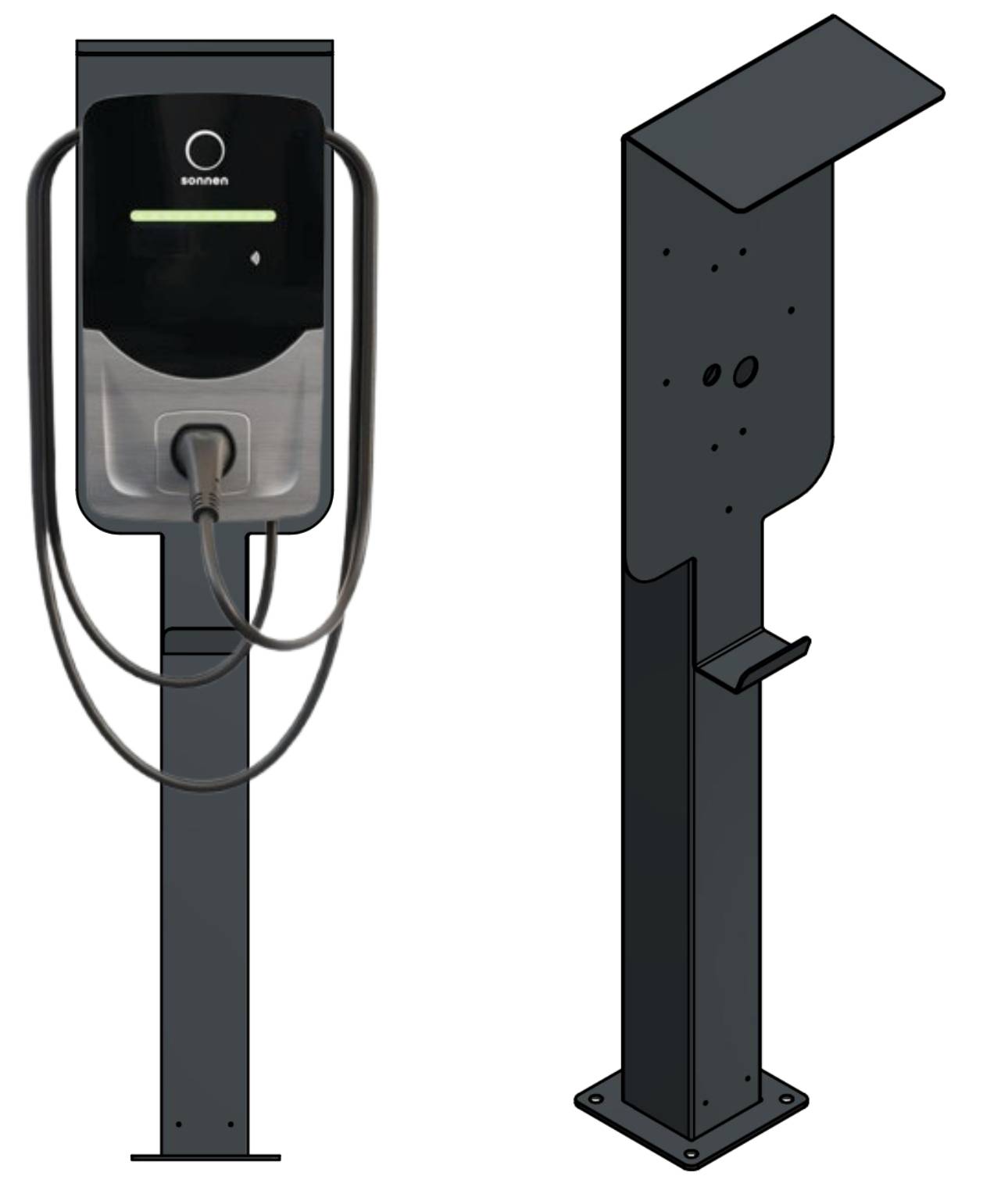 Ladesäule passend für SonnenCharger 2 Wallbox mit Dach | Ständer | Standfuß | Stele | Base