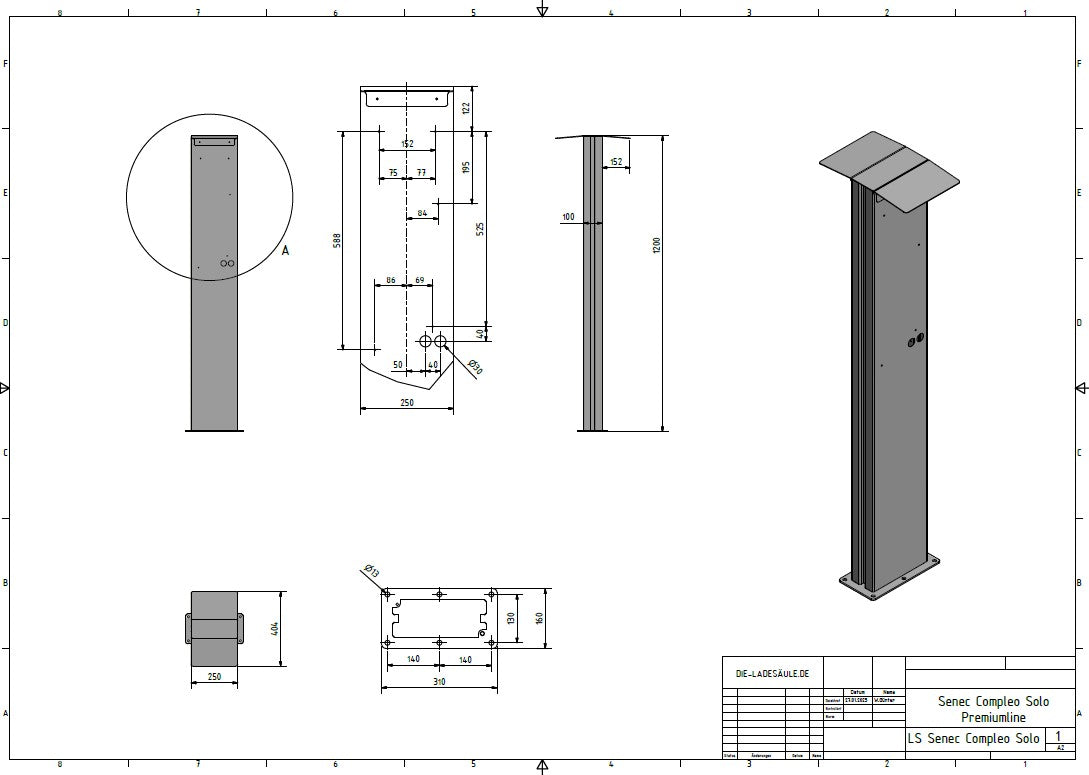 Doppel Ladesäule passend für Senec Compleo Wallbox premium line Solo / mit Dach | Ständer | Standfuß | Stele | Base