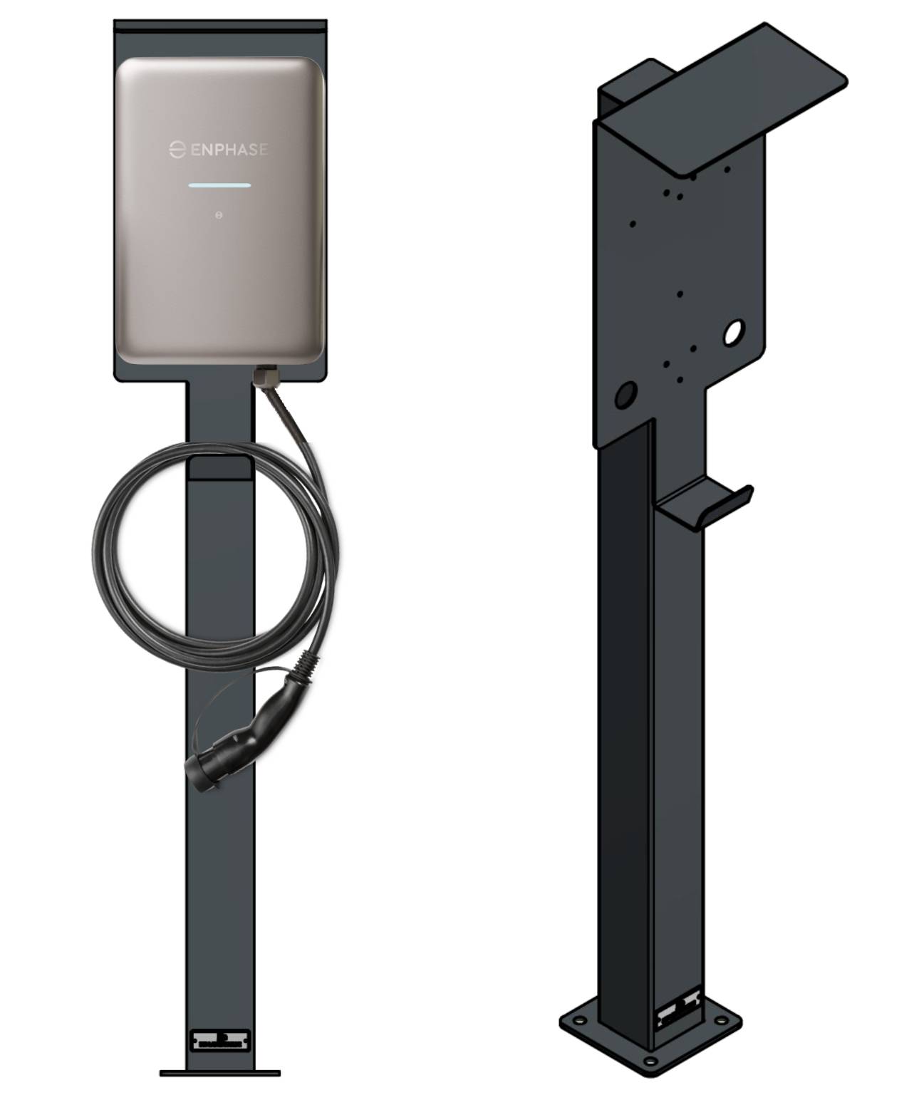 Ladesäule passend für Enphase IQ EV Charger 2 Wallbox mit Dach | Ständer | Standfuß | Stele