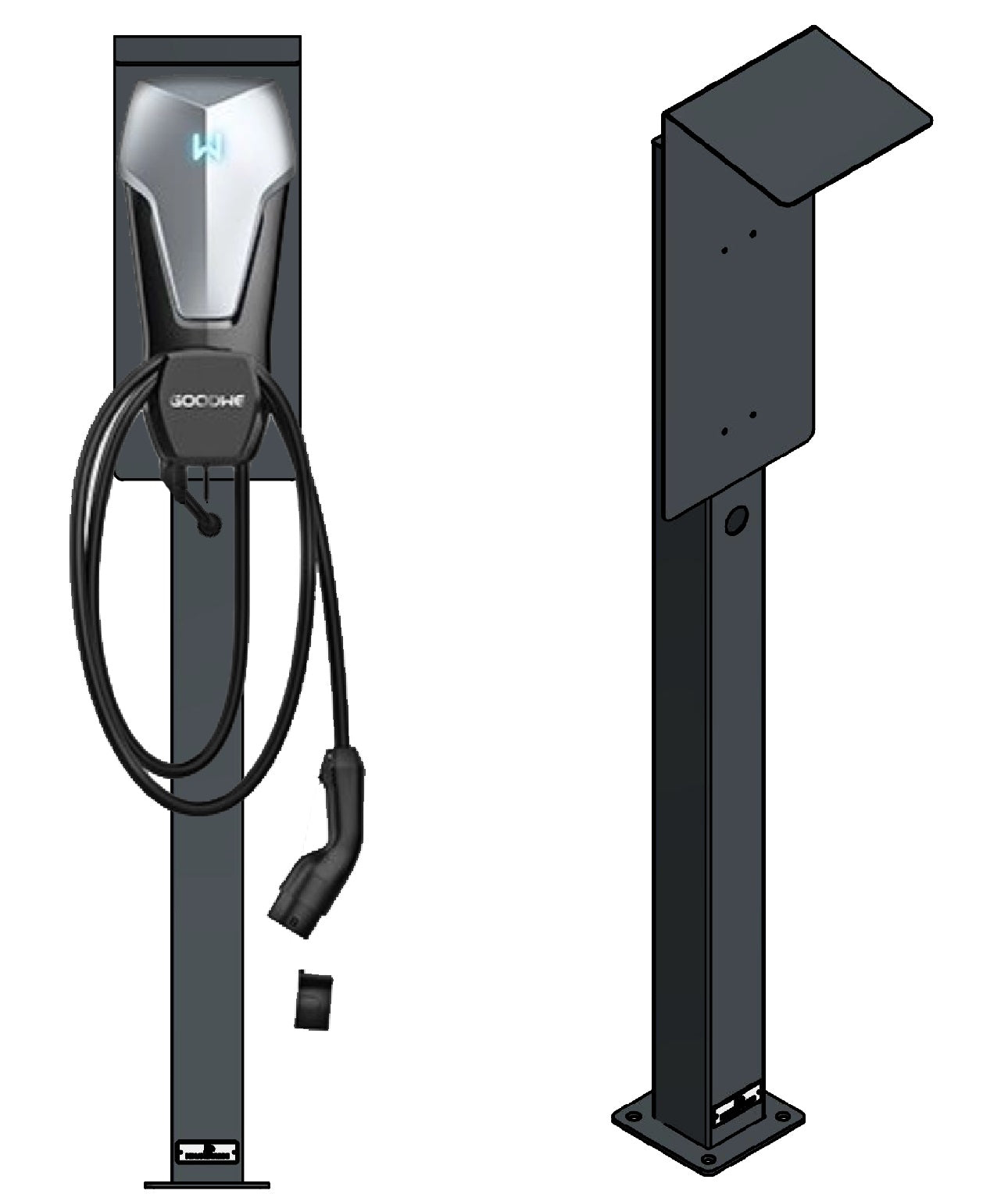 Ladesäule passend für GoodWe EV Charger Wallbox mit Dach | Ständer | Standfuß | Stele | Base