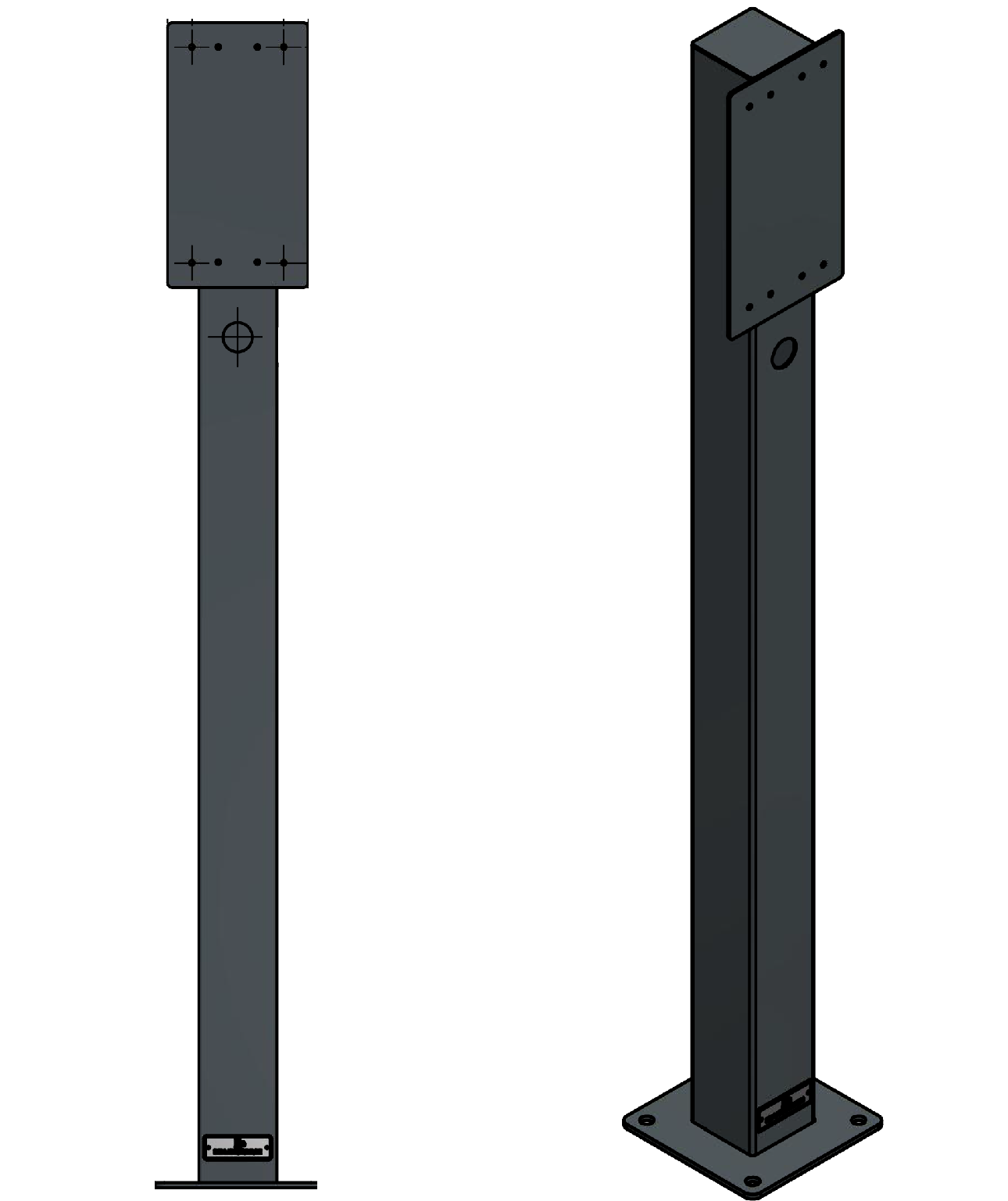 Doppel Ladesäule / Standfuß passend für Voitas Wallbox aus Edelstahl mit Pulverbeschichtung | Ständer | Standfuß | Stele |