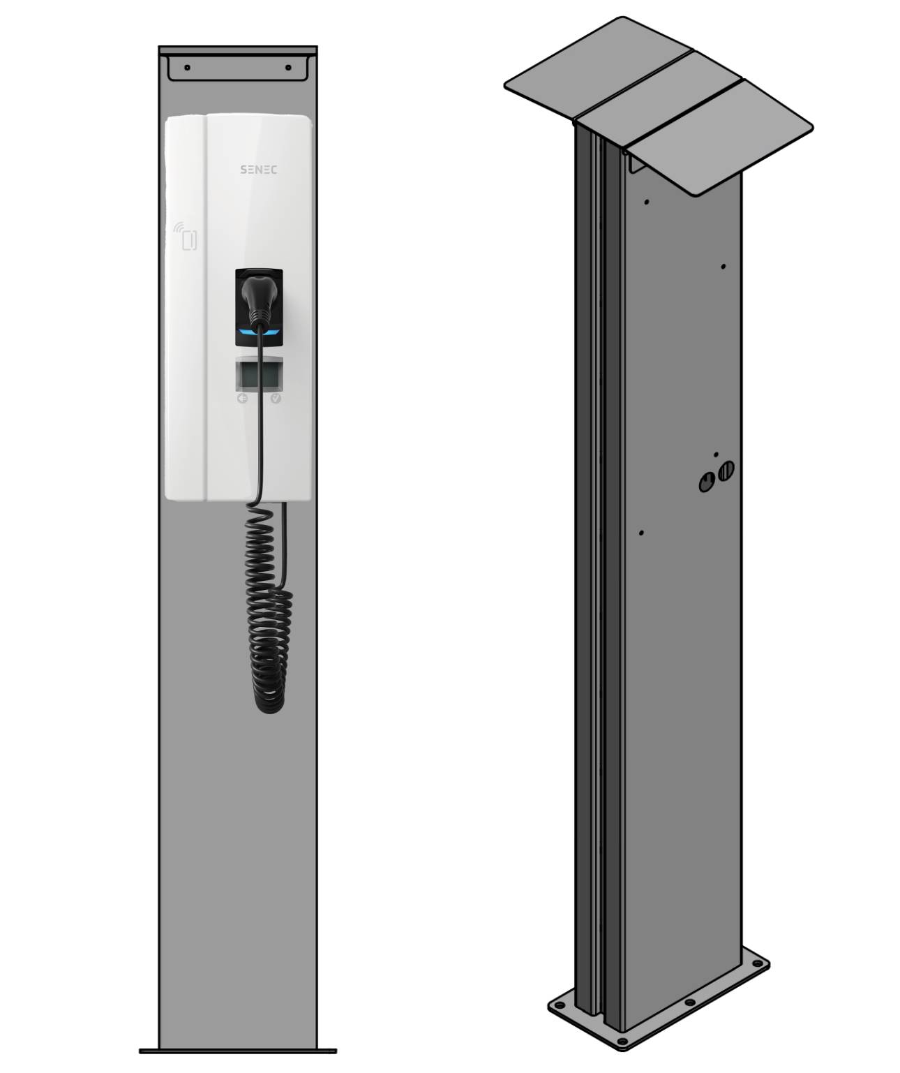 Doppel Ladesäule passend für Senec Compleo Wallbox premium line Solo / mit Dach | Ständer | Standfuß | Stele | Base
