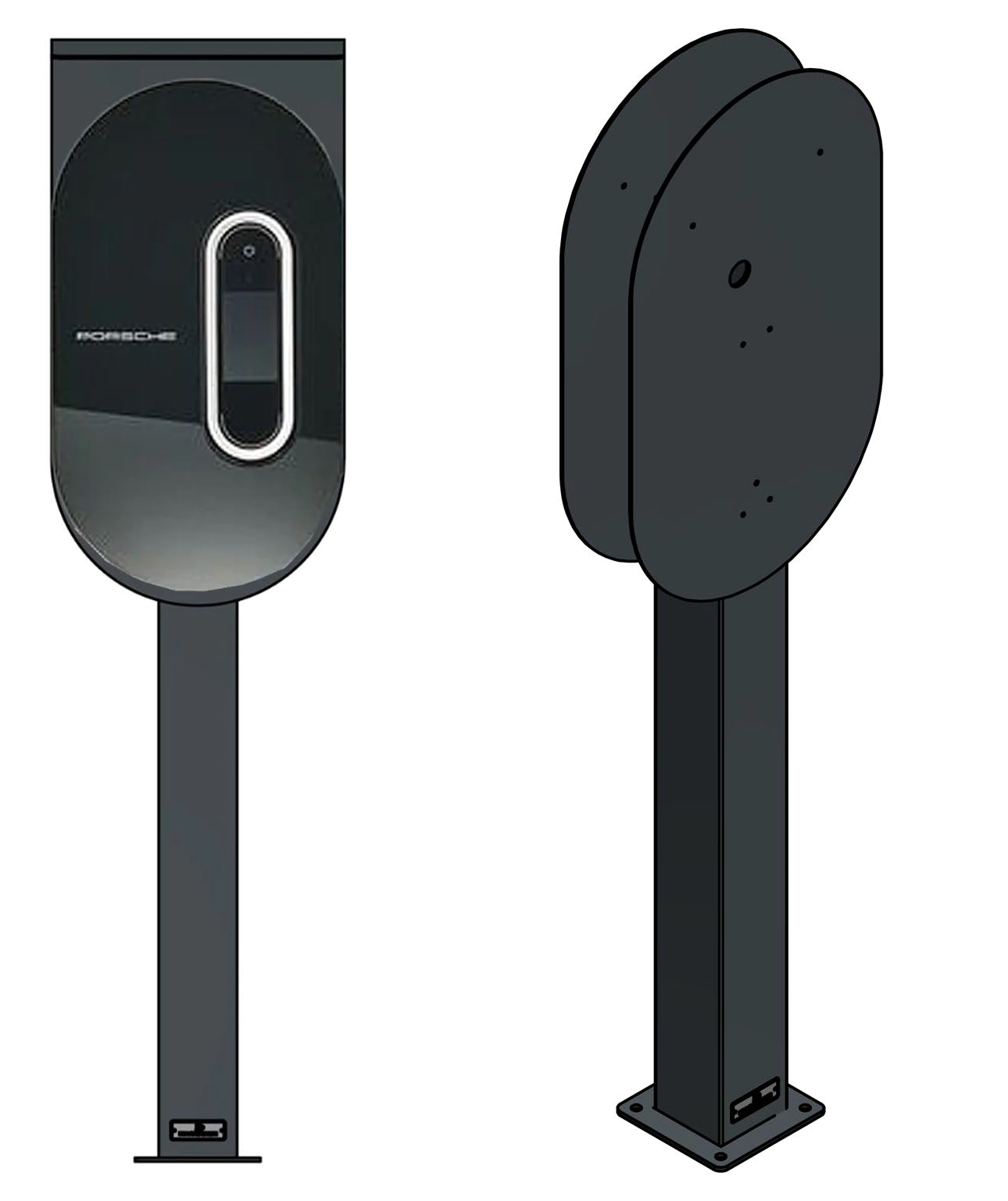 Doppel Ladesäule passend für 2x Porsche Lade Dock Wallbox mit Dach | Ständer | Standfuß | Stele | Base