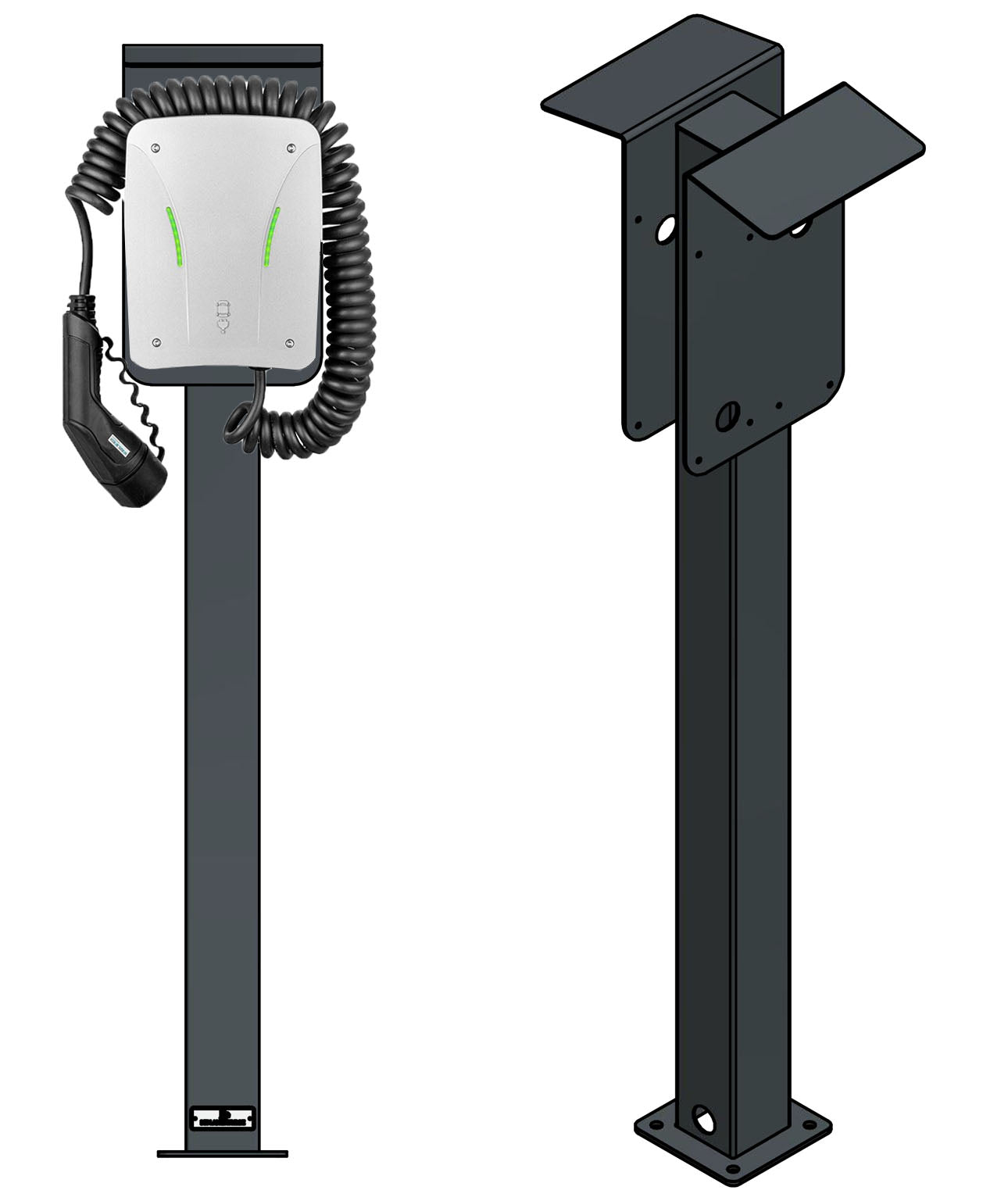 Doppel Ladesäule passend für 2x eCHARGE cPu2 / cPµ2 von Hardy Barth mit Dach | Ständer | Standfuß | Stele