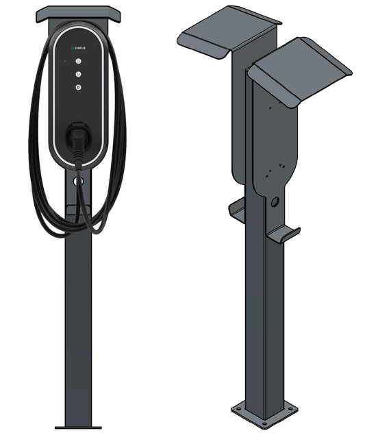 Doppel Ladesäule passend (DUUO) für Innogy / Compleo / E.ON eBox mit Dach | Ständer | Standfuß | Stele | Base