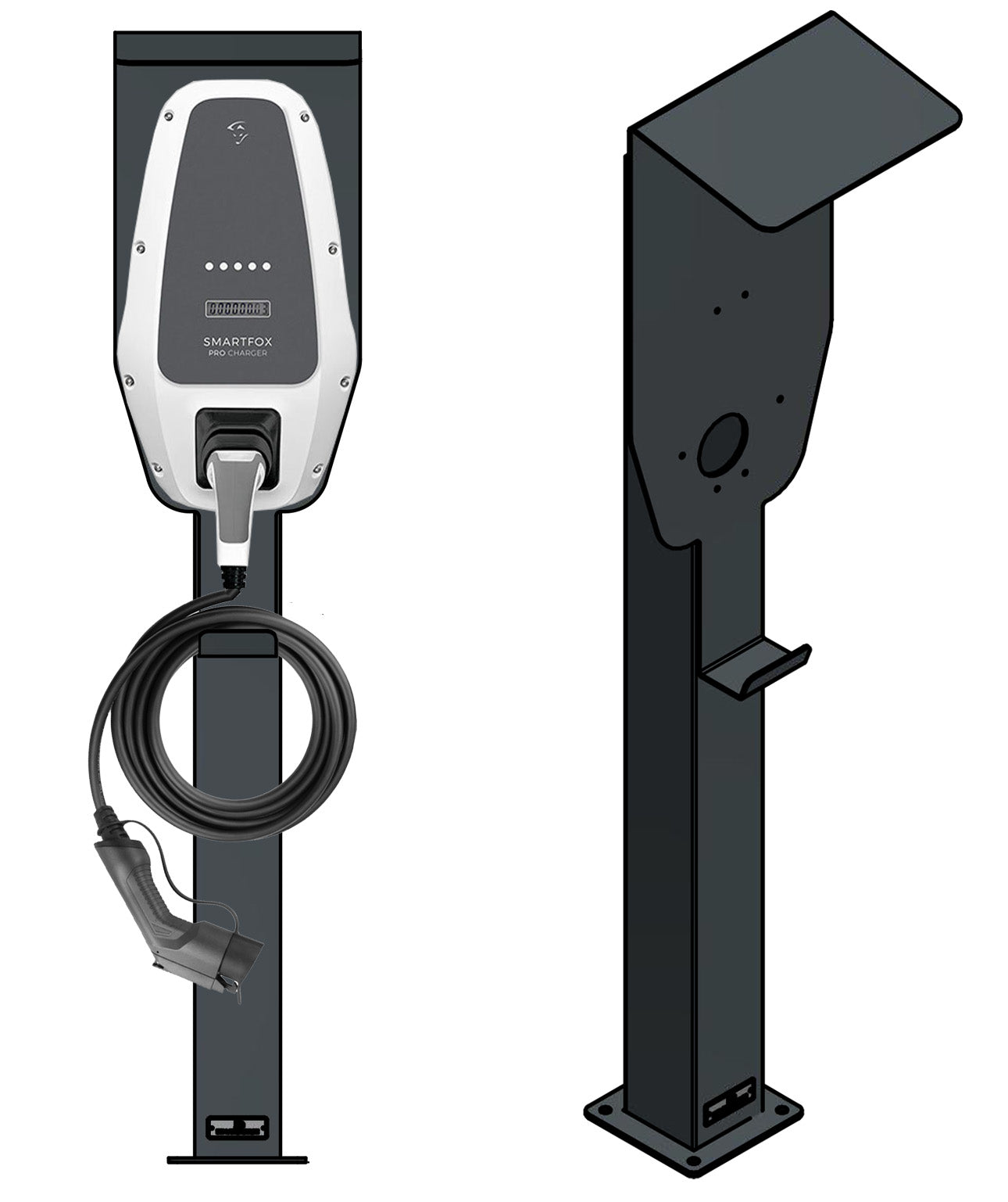 Ladesäule passend für Smartfox Pro Charger Wallbox mit Dach | Ständer | Standfuß | Stele