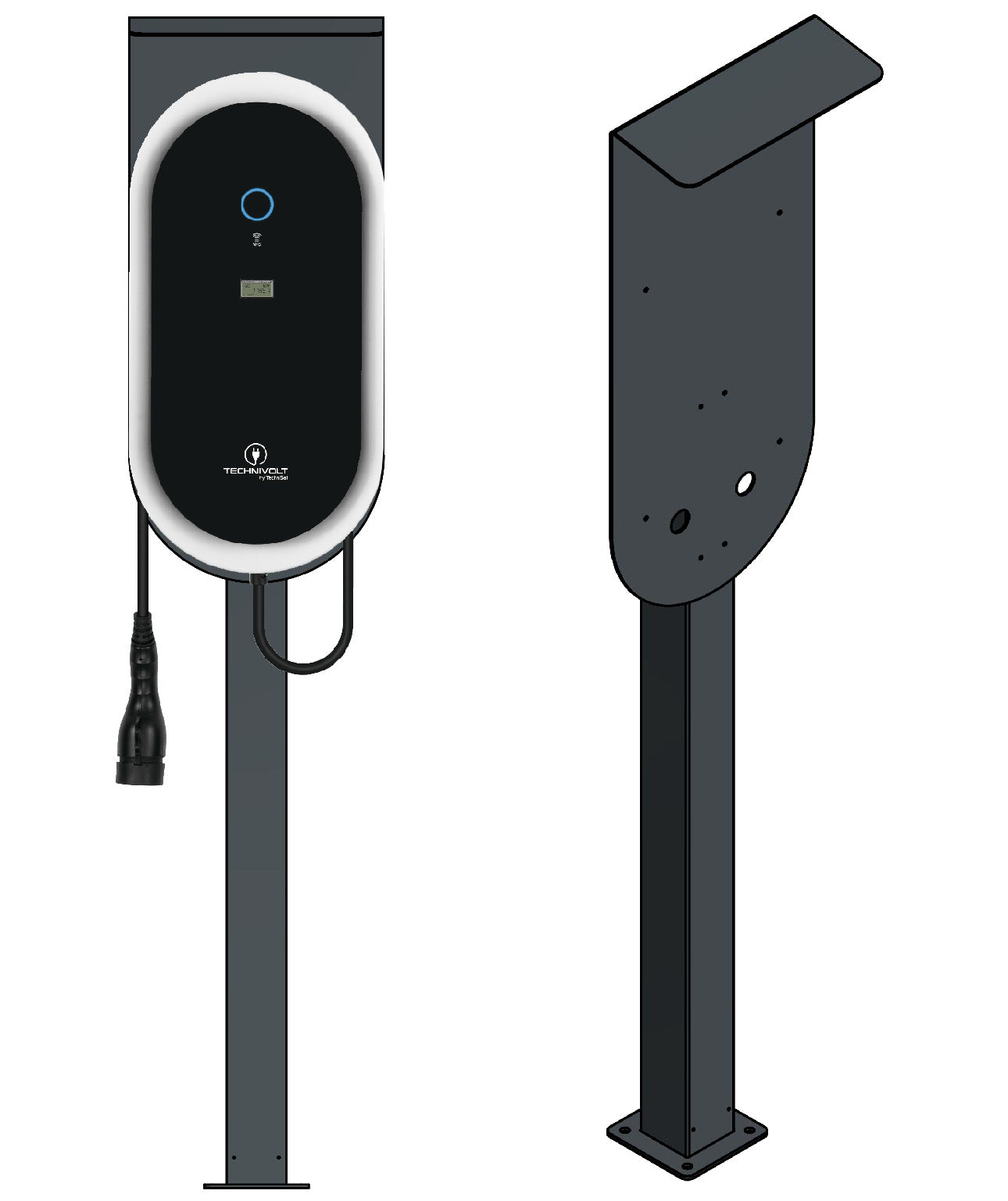 Ladesäule passend für Technivolt 1100 / 2200 mit Dach | Ständer | Standfuß | Stele | Base