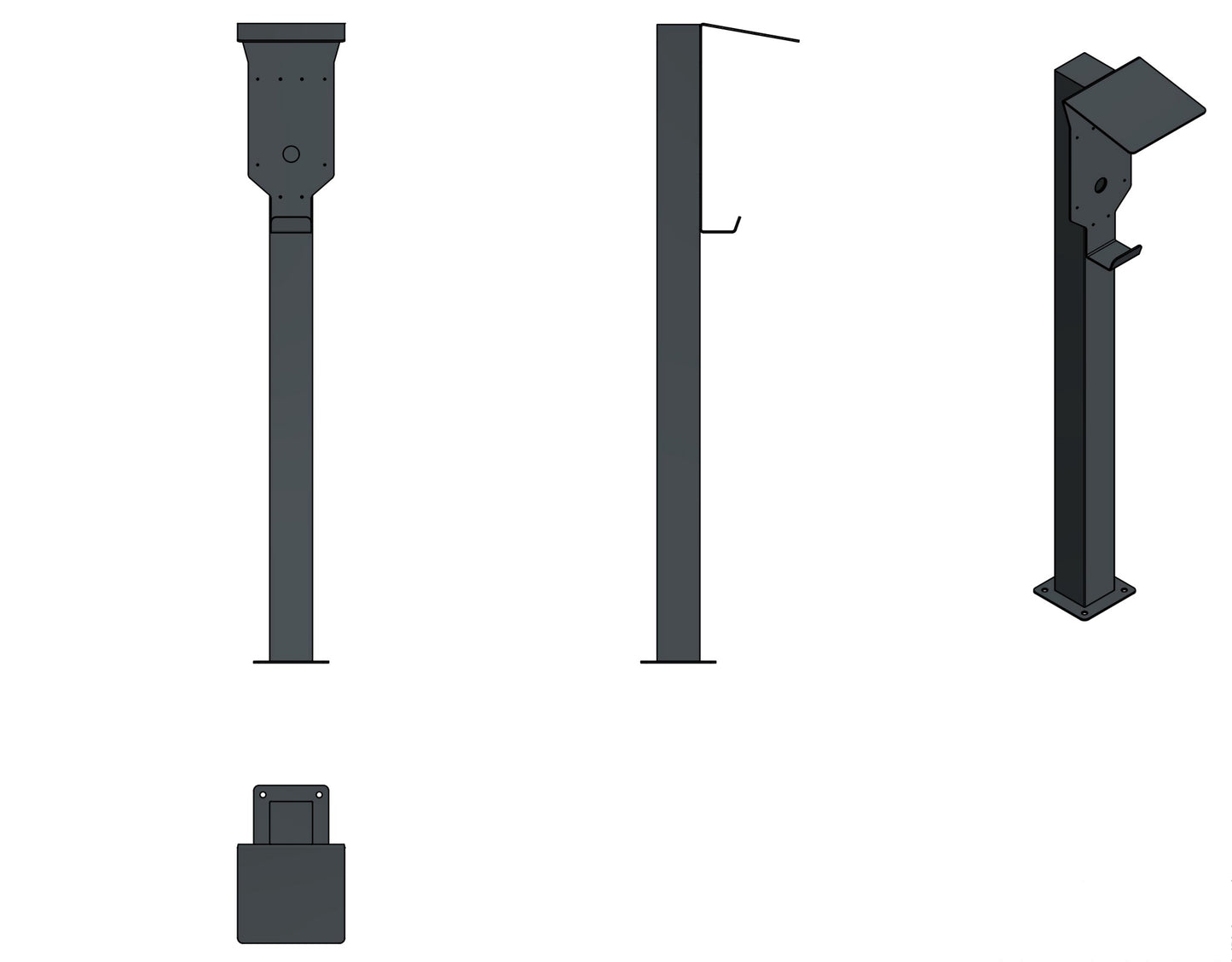Ladesäule passend für Easee, Easee Charge Up, Charge Core und Home Wallbox mit Dach und Kabelhaken | Ständer | Standfuß | Stele | Base