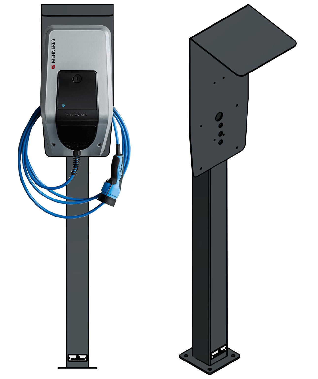 Ladesäule passend für Mennekes Amtrom Charge Control & Xtra Wallbox mit Dach | Ständer | Standfuß | Stele | Base