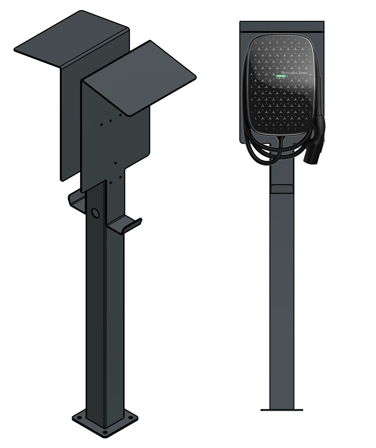 Doppel Ladesäule passend für 2x Mercedes Benz ECE Wallbox mit Dach | Ständer | Standfuß | Stele | Base