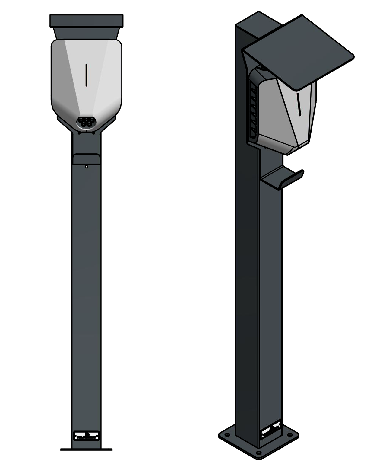 Ladesäule passend für Easee, Easee Charge Up, Charge Core und Home Wallbox mit Dach und Kabelhaken | Ständer | Standfuß | Stele | Base