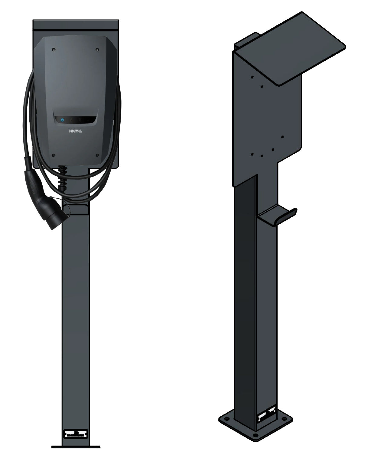 Ladesäule passend für Kostal Enector Wallbox mit Dach | Ständer | Standfuß | Stele