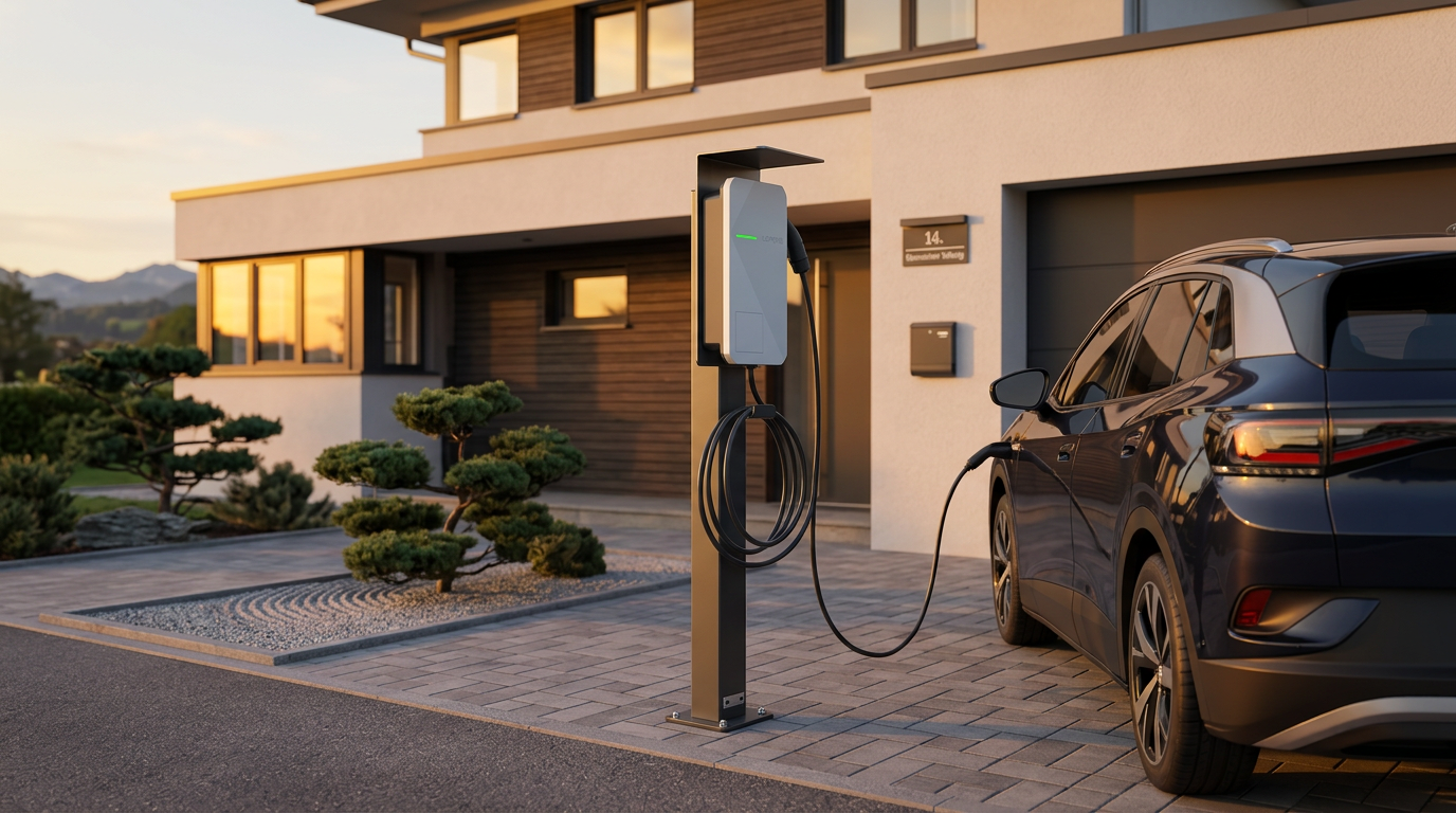 Ladesäule passend für Loxone Tree oder Air Wallbox mit Dach | Ständer | Standfuß | Stele | Base