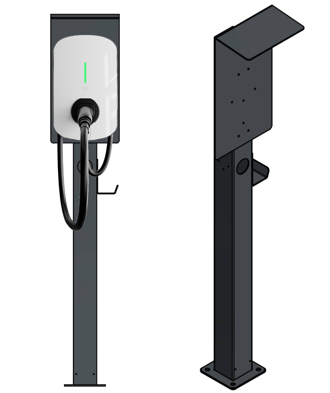 Ladesäule passend für Sigen EV AC Wallbox & Haier Smart Cube EV AC Wallbox mit Dach | Ständer | Standfuß | Stele | Mit Kabelaufhängung