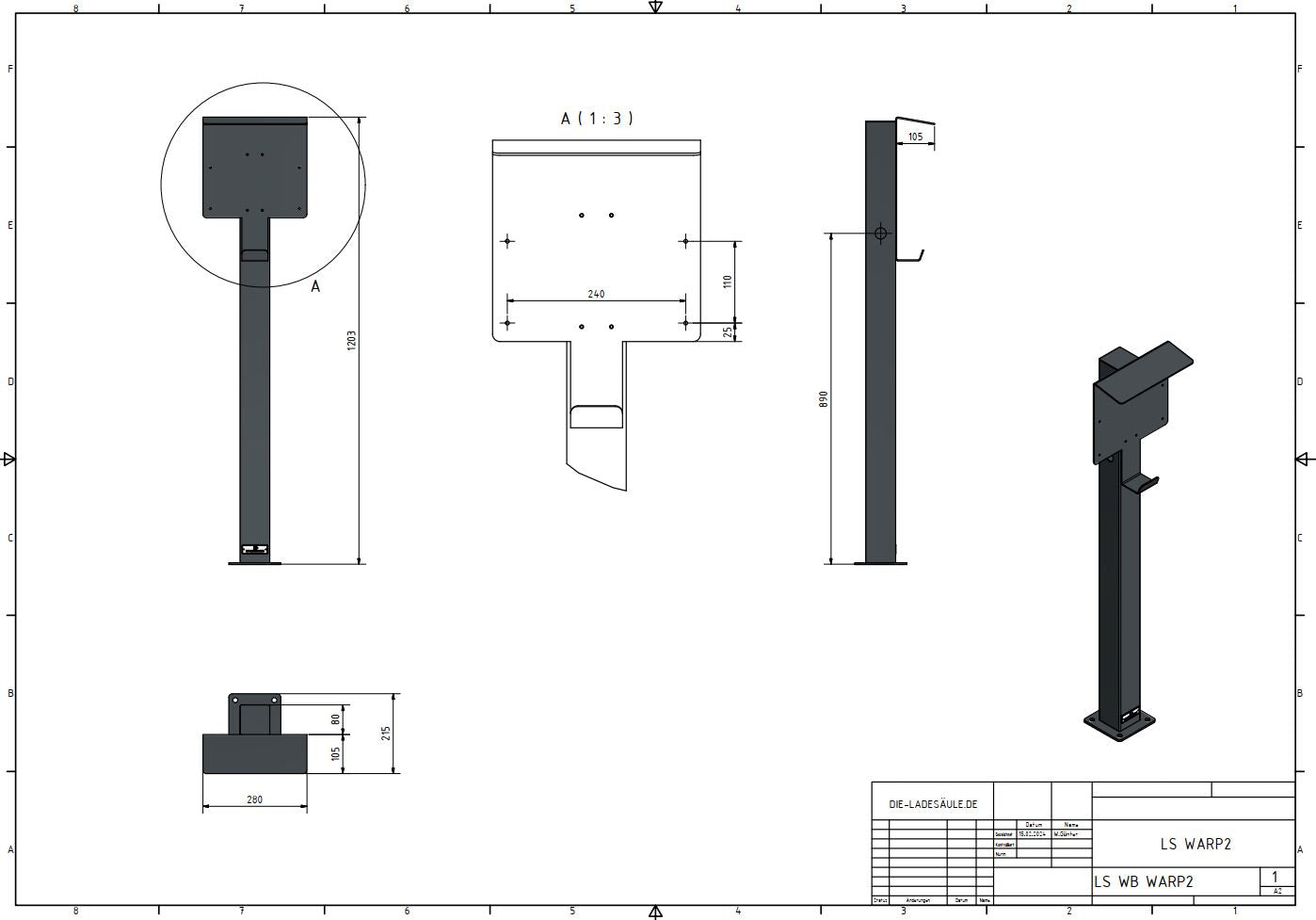 Ladesäule für Warp2 Charger Basic/Smart/Pro Wallbox