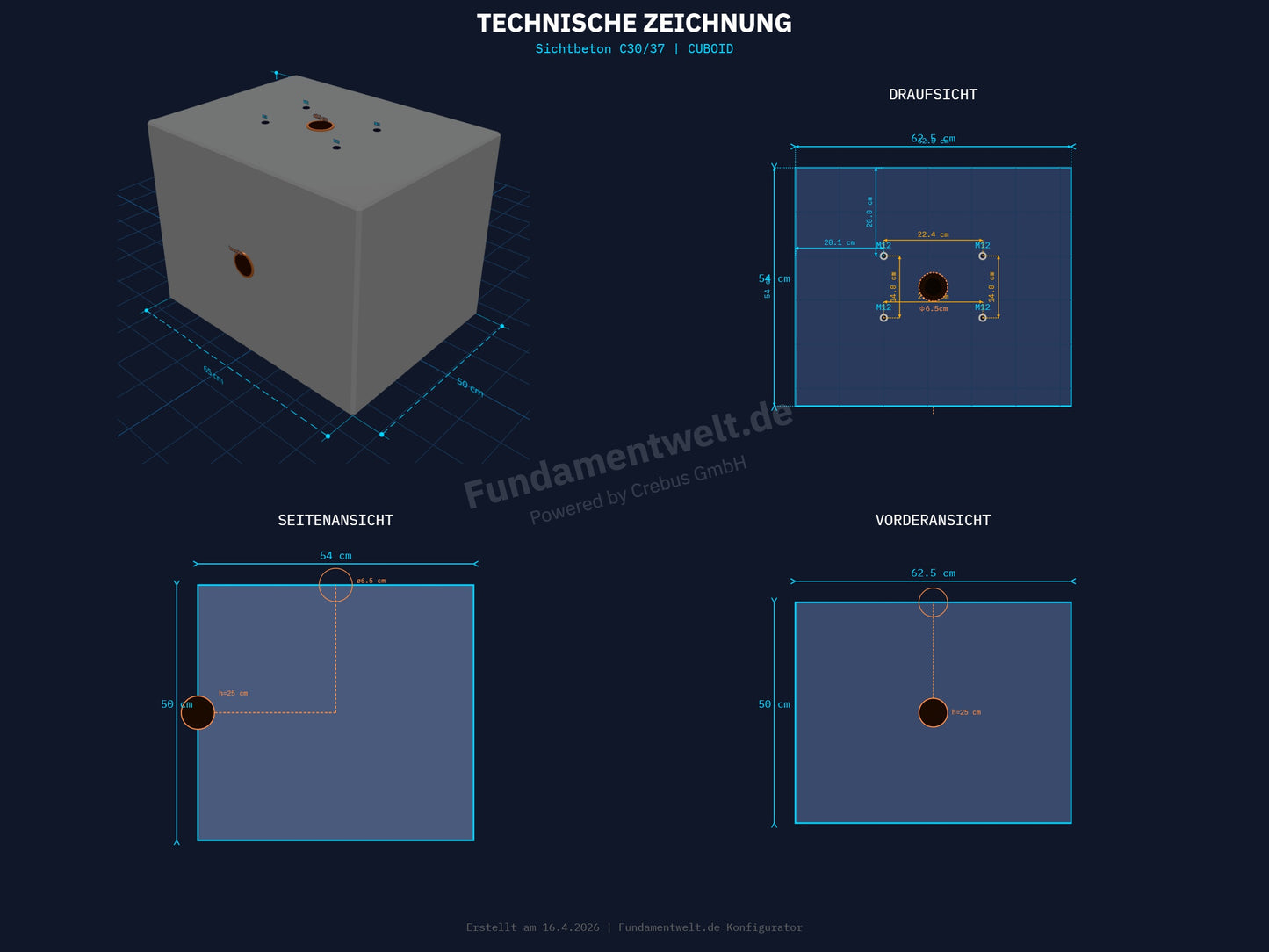 Fertigfundament für Autel MaxiCharger Standfuß Single