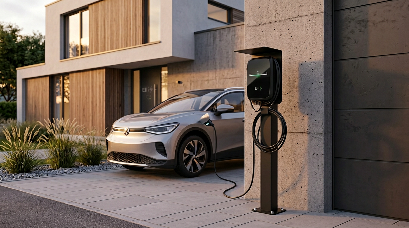 Ladesäule passend für Elli Charger 2 / Pro 2 /  Audi, Skoda, VW, Seat, Cupra Wallbox  mit Dach | Ständer | Standfuß | Stele