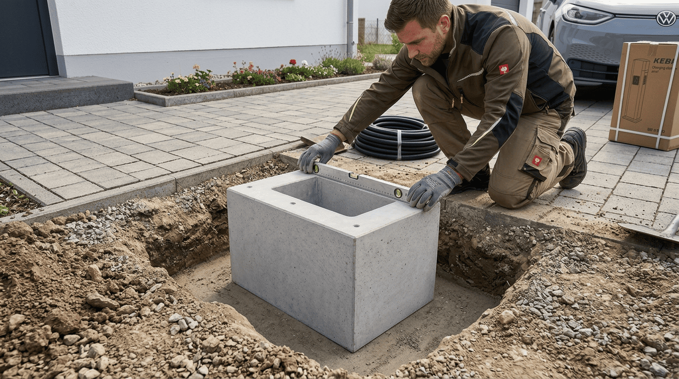 Fertigfundament speziell für KEBA Standfuß Doppel Dreieck KeContact P20 / P30 V3 ( Artikel: 99839)