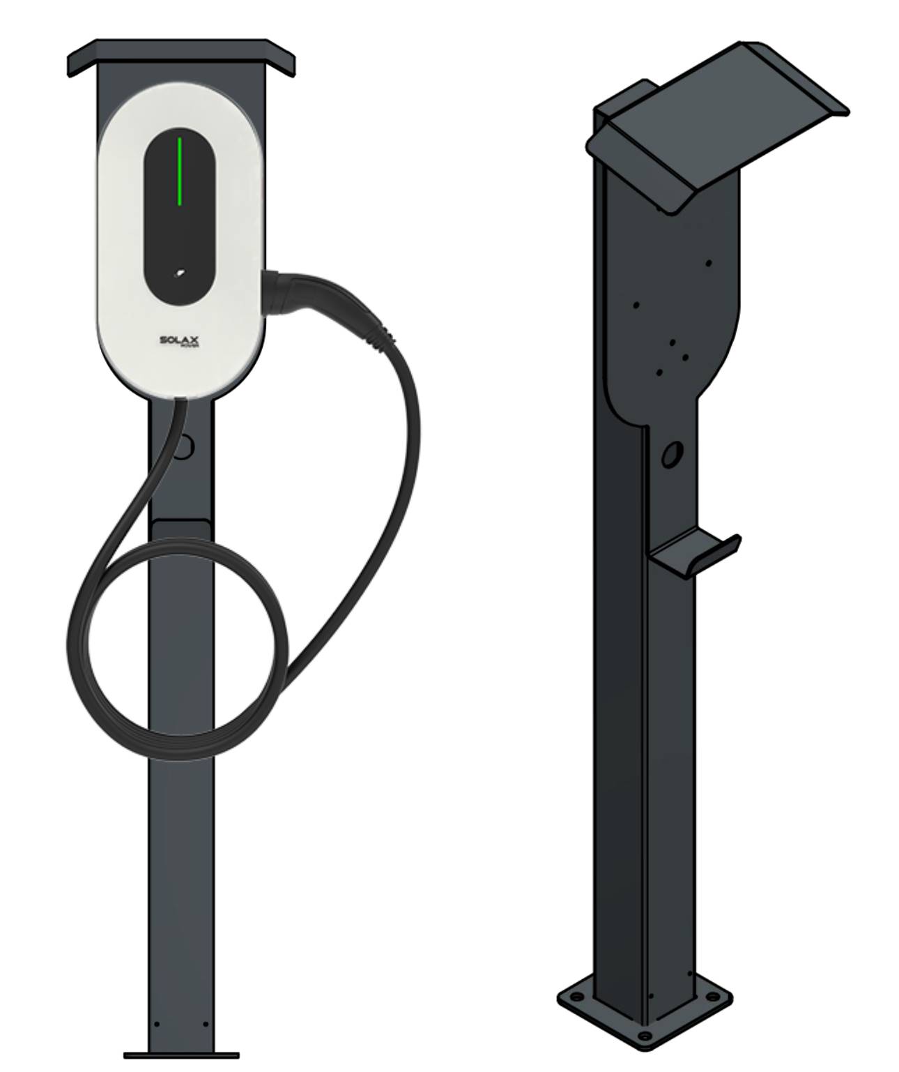 Ladesäule passend für Solax G2 Wallbox mit Dach mit Kabelhaken | Ständer | Standfuß | Stele | Base