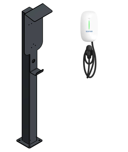 Ladesäule speziell passend für SOFAR EV11k-AC-02 Wallbox mit Dach und Kabelhaken | Ständer | Standfuß | Stele | Base
