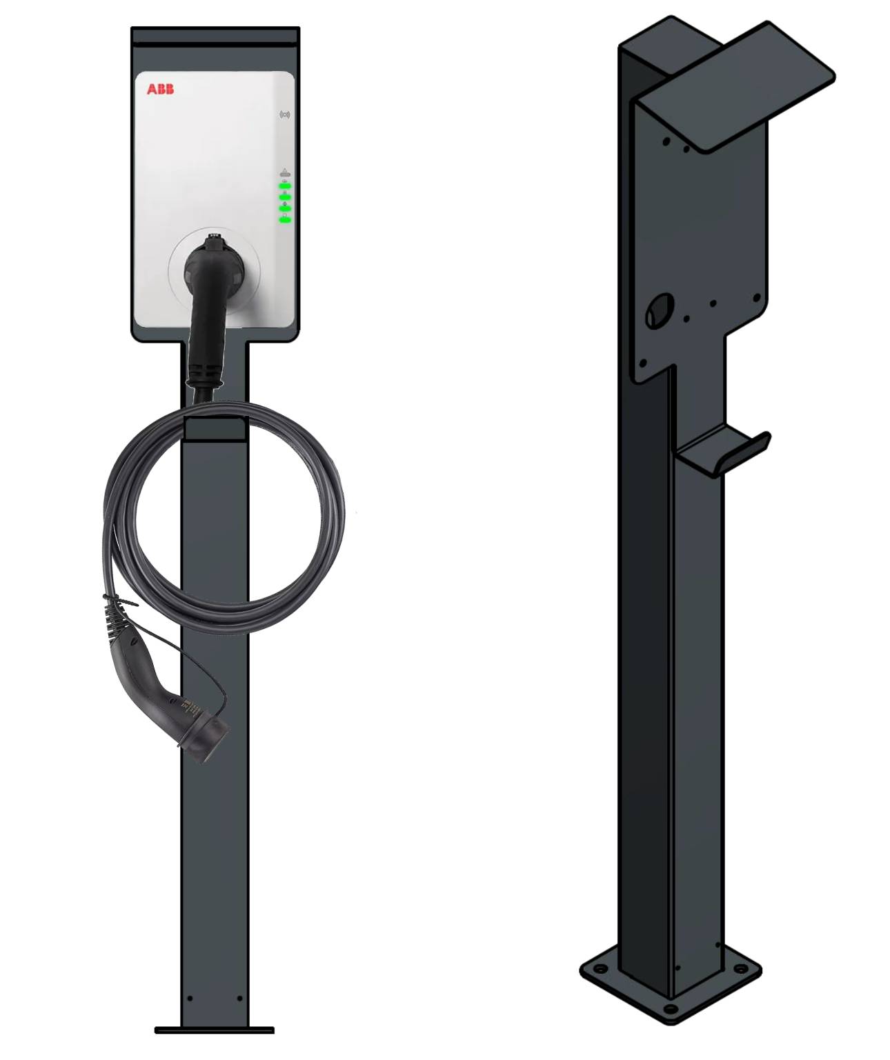 Ladesäule passend für ABB Terra AC Wallbox mit Dach | Ständer | Standfuß | Stele | Base