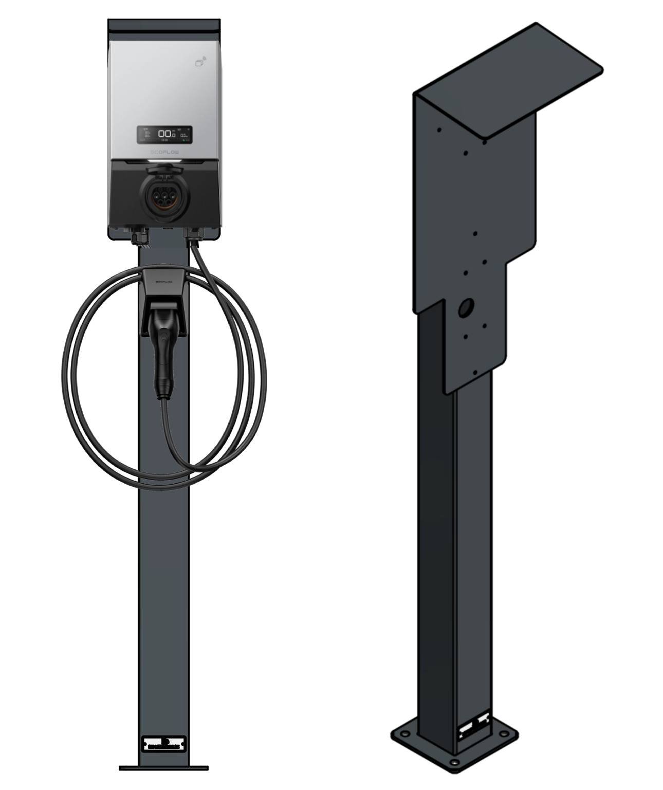 Ladesäule passend für EcoFlow Powerpulse 2 Wallbox mit Dach | Ständer | Standfuß | Stele