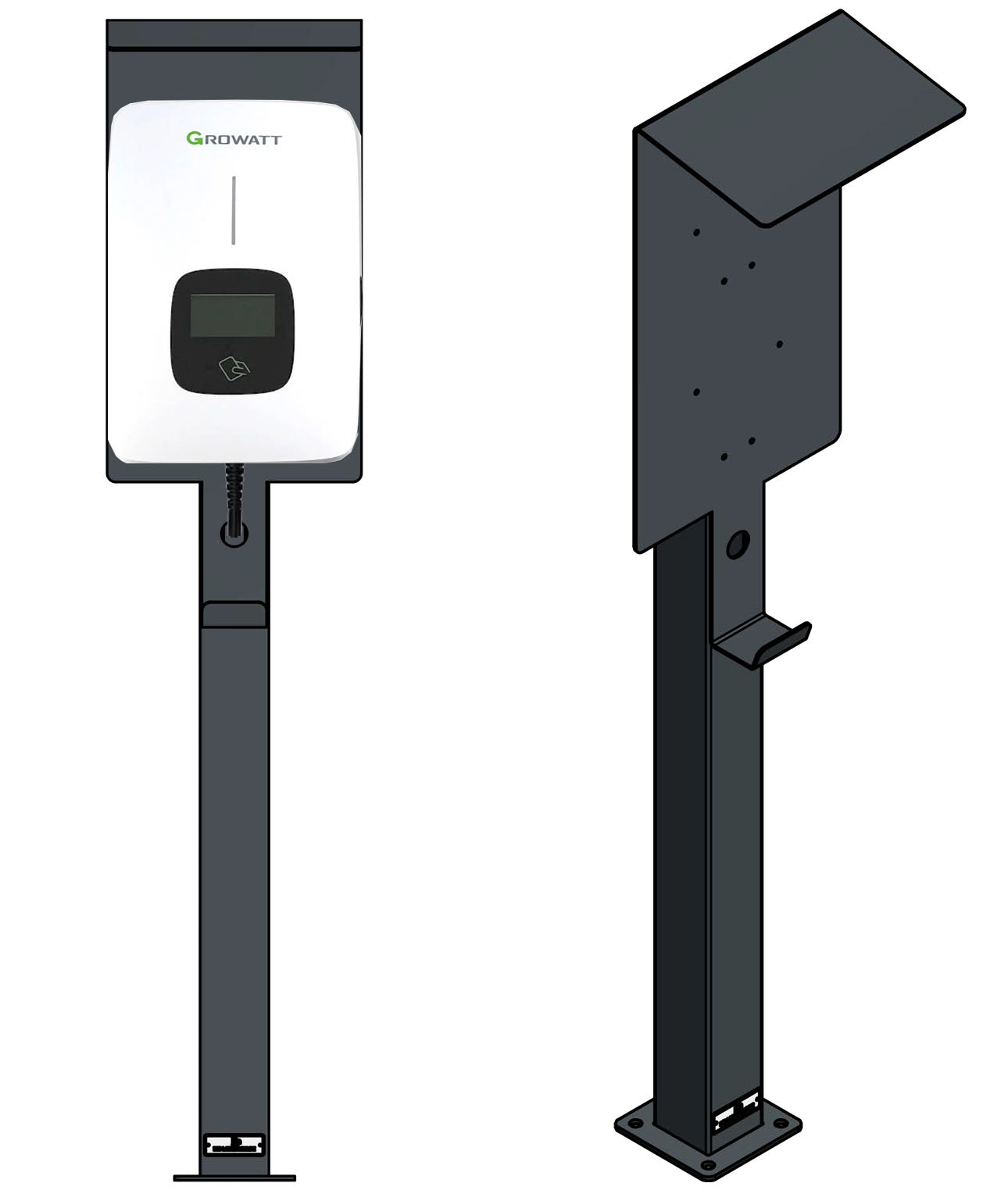Ladesäule passend für Growatt EV Thor Wallbox mit Dach | Ständer | Standfuß | Stele | Base