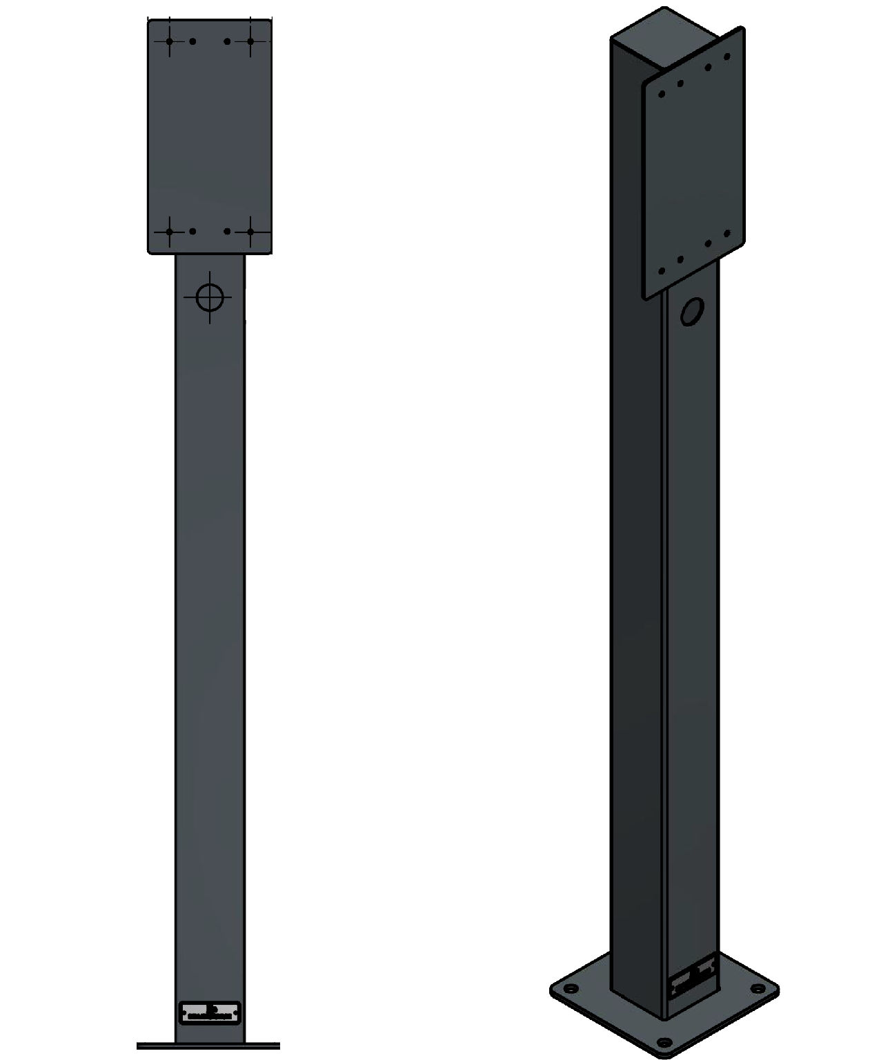 Ladesäule / Standfuß passend für für Voitas Wallbox aus Edelstahl mit Pulverbeschichtung | Ständer | Standfuß | Stele |