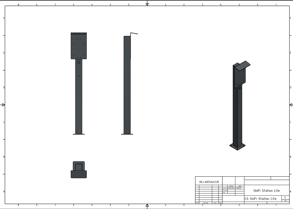 Ladesäule passend für Ubiquiti UniFi EV Station Pro Wallbox mit Dach | Ständer | Standfuß | Stele | Base